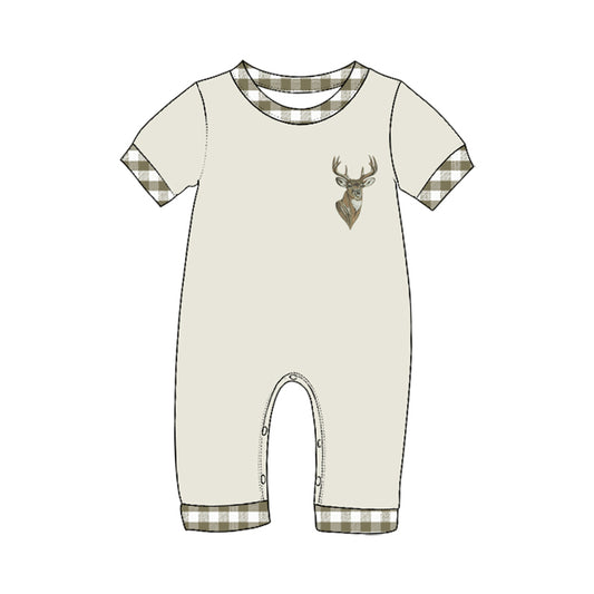 Deer print toddle baby boy short sleeve romper preorder