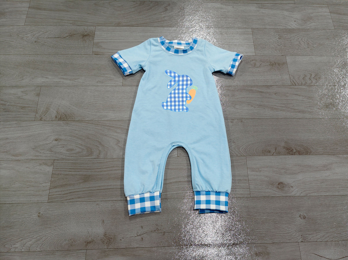 Easter bunny toddle baby boy short sleeve embroidery romper preorder