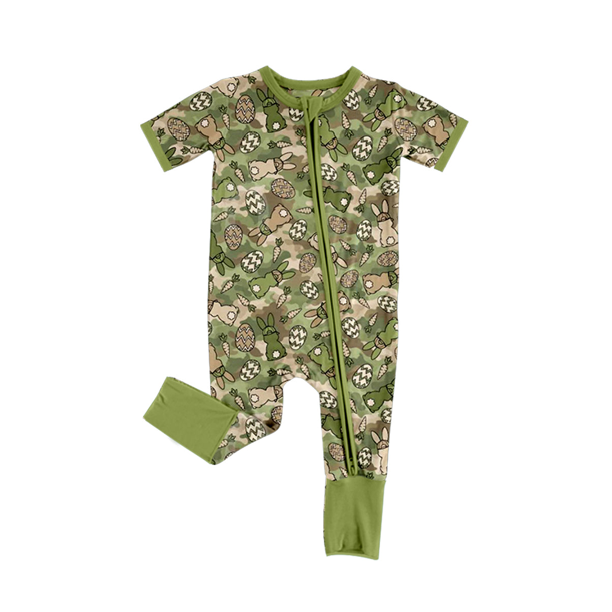 Easter bunny print toddle baby boy short sleeve zip romper preorder