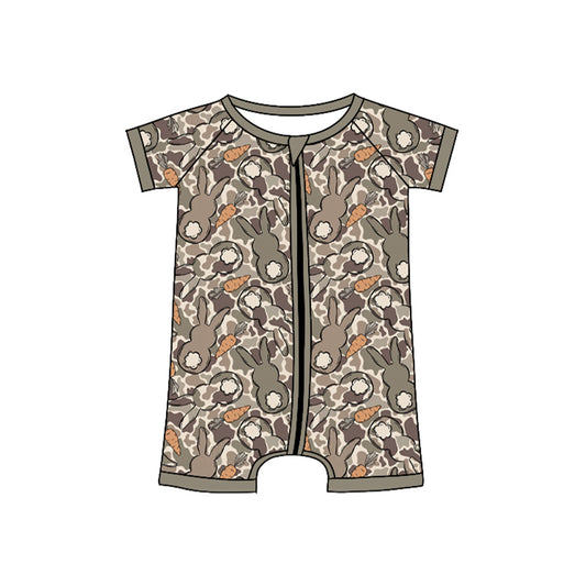 Easter bunny camo print toddle baby boy short sleeve romper preorder