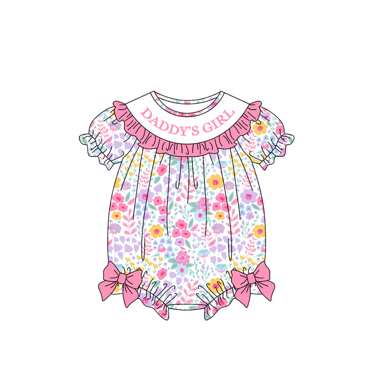 Daddy girl floral print toddle baby short sleeve romper preorder