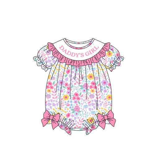 Daddy girl floral print toddle baby short sleeve romper preorder