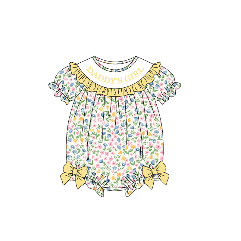 Daddy girl floral print toddle baby short sleeve romper preorder