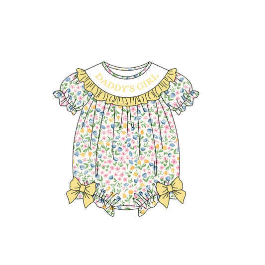 Daddy girl floral print toddle baby short sleeve romper preorder