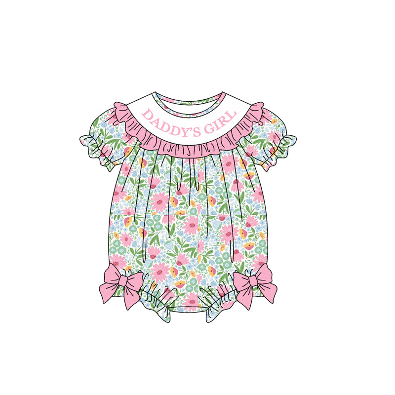 Daddy girl floral print toddle baby short sleeve romper preorder