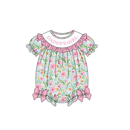 Daddy girl floral print toddle baby short sleeve romper preorder