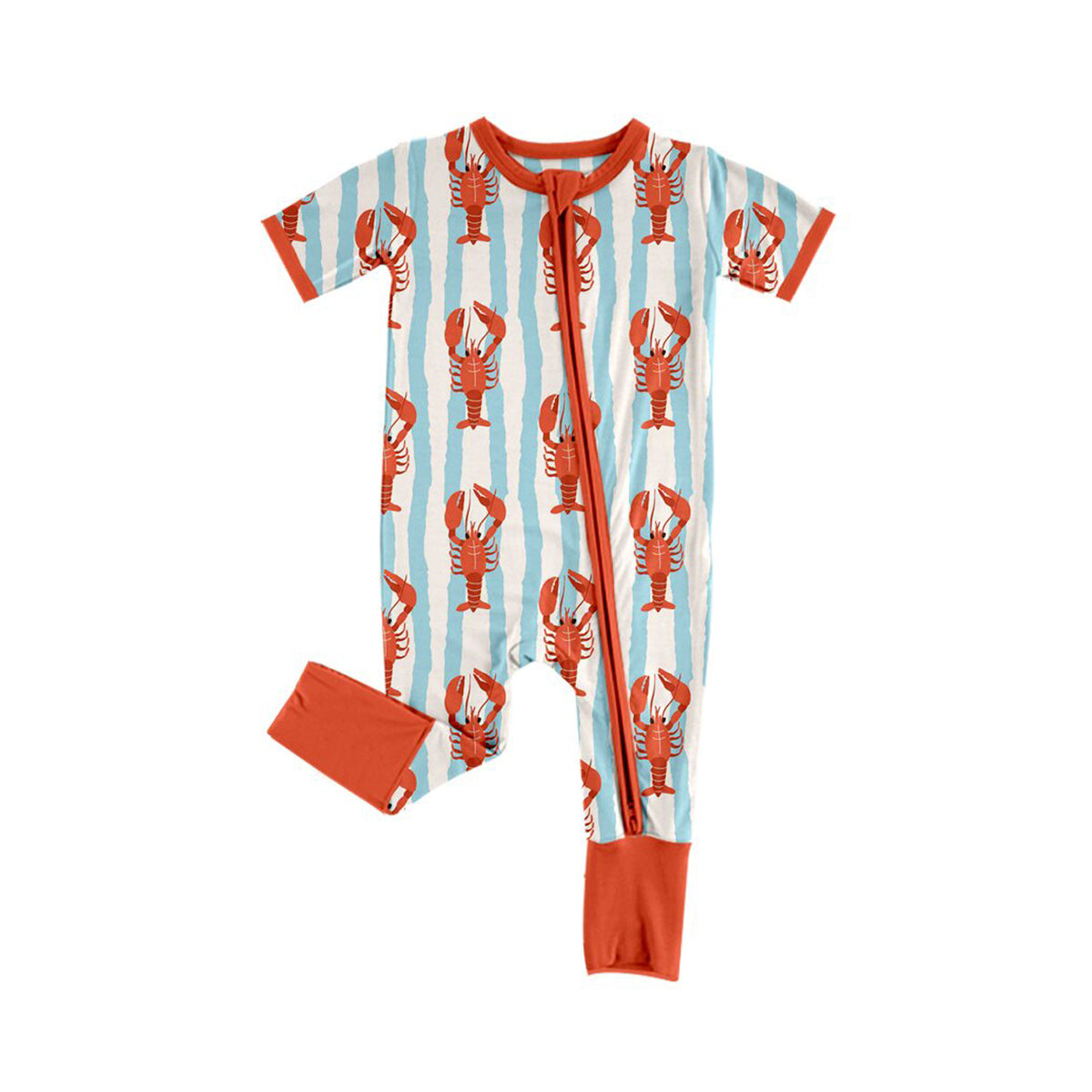 Crawfish print toddle baby short sleeve romper preorder