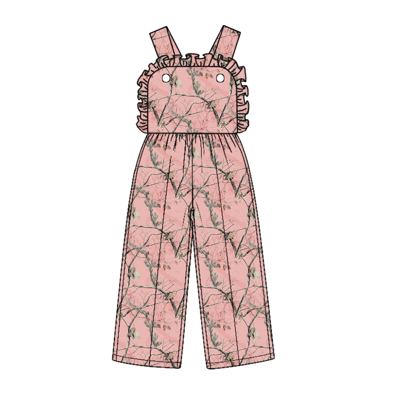 Toddle girls pink tree camo print jumpsuit preorder
