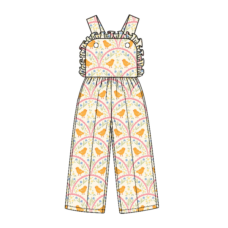 Toddle girls Easter chicken floral print jumpsuit preorder