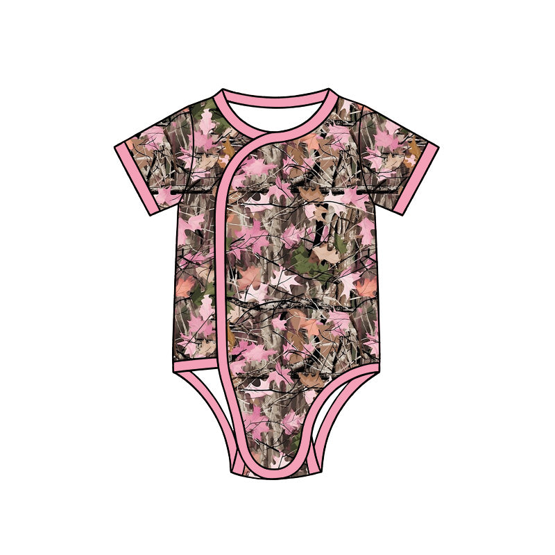 Pink Camo print toddle baby short sleeve romper preorder