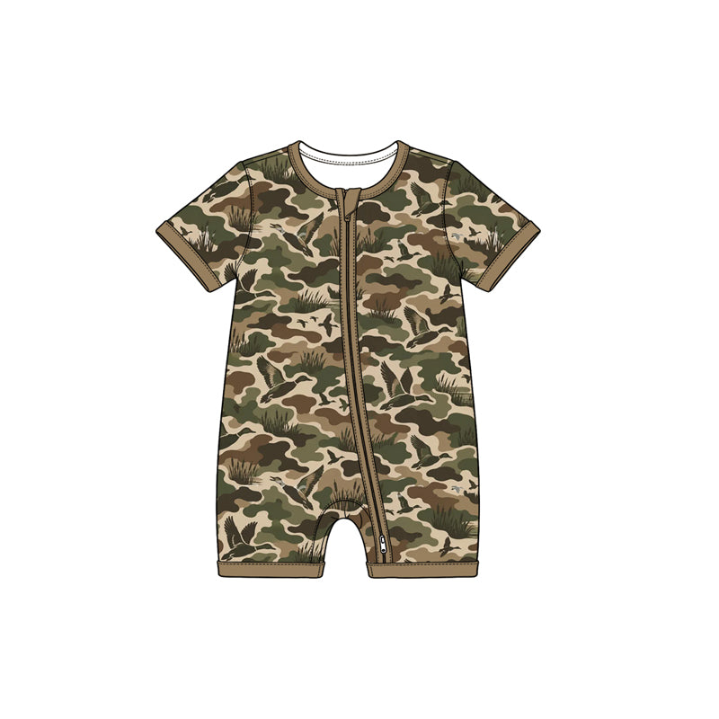 Camo duck print toddle baby short sleeve romper preorder