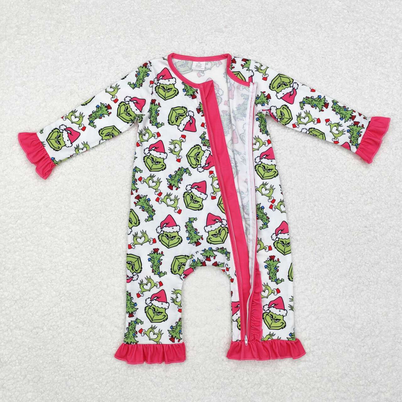 kids baby girl christmas green face ginbgerbread milk silk bamboo romper