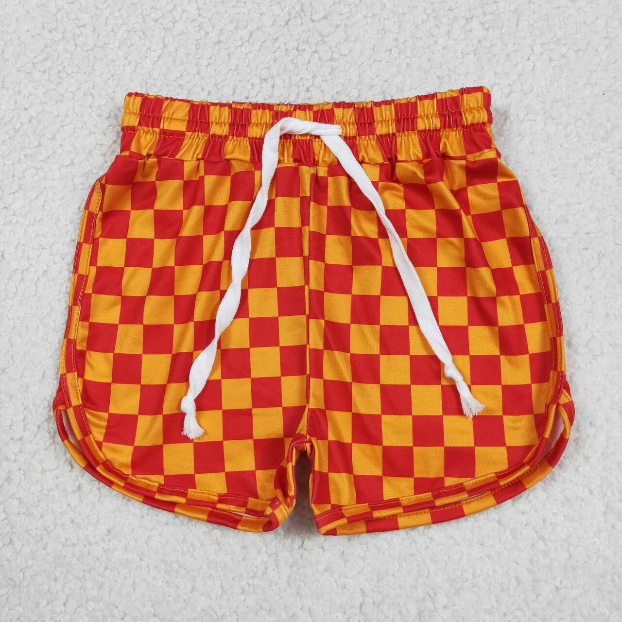 toddle baby boy orange red checkered shorts