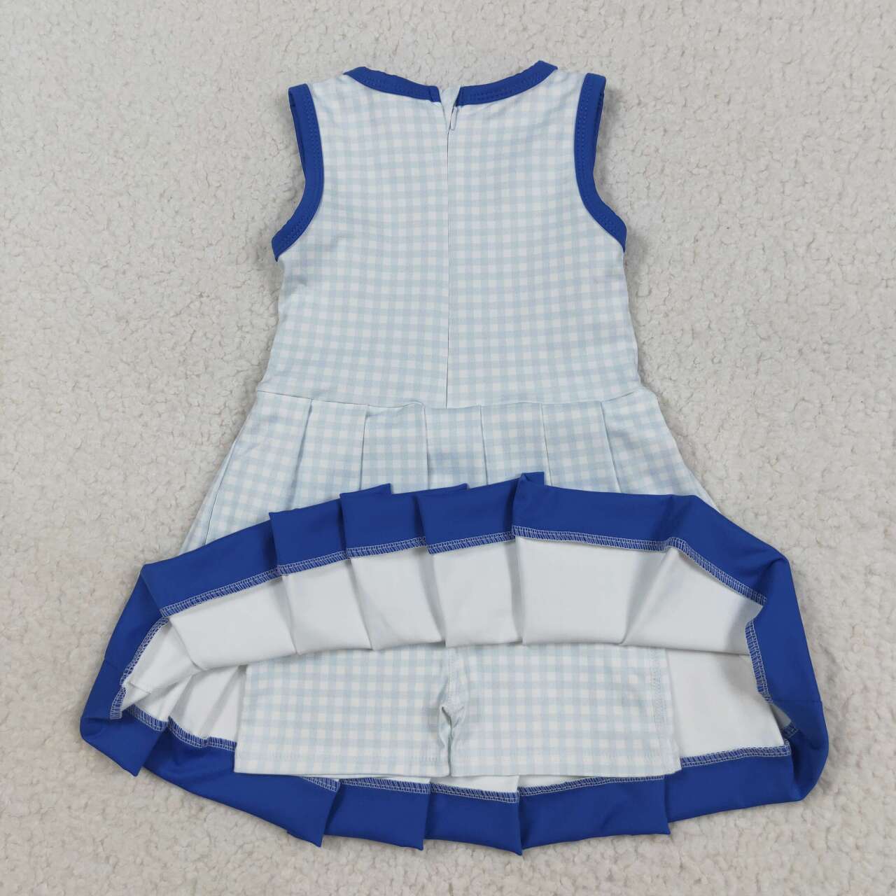 Baby girls blue plaid active wear athletic summer yoga dress