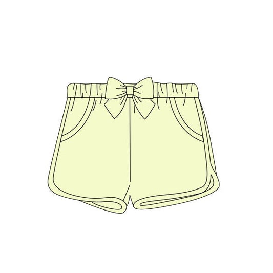 lt yellow bow pocket cotton shorts preorder