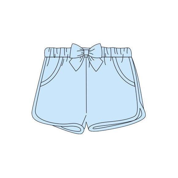 blue bow pocket cotton shorts preorder