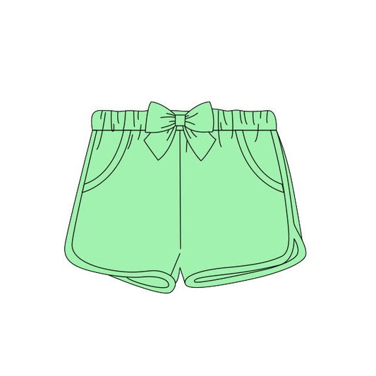 green bow pocket cotton shorts preorder