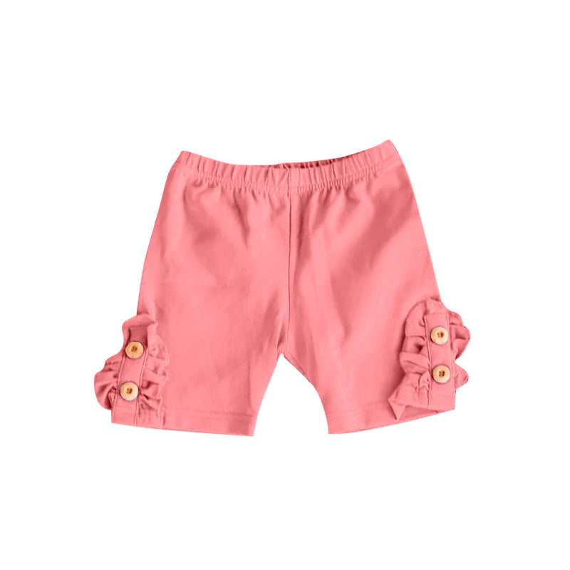 coral cotton ruffle shorts preorder