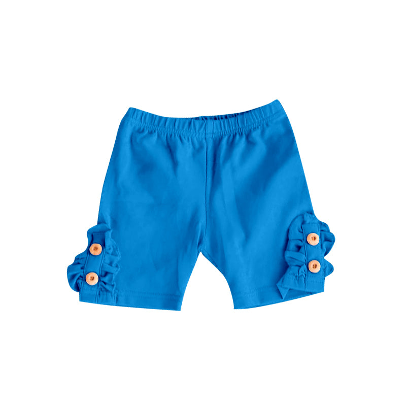 blue cotton ruffle shorts preorder