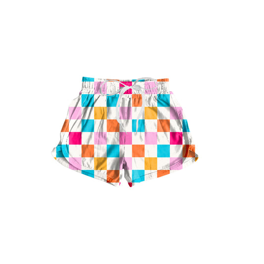 orange pink blue white checkered summer shorts preorder