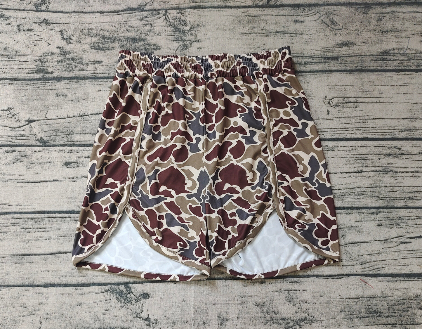 Adult women dark brown camo summer shorts preorder