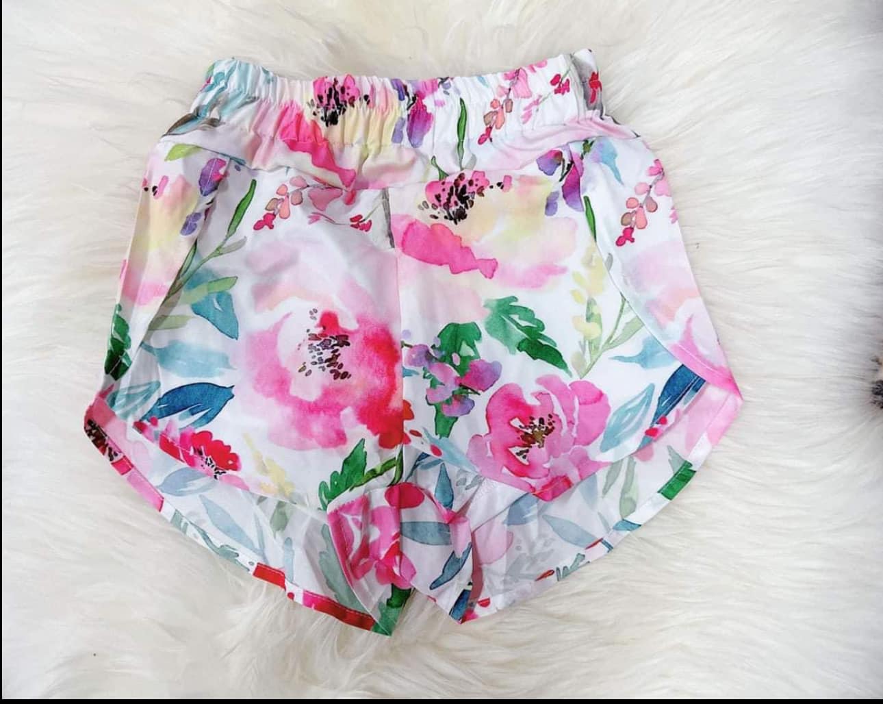 Adult women pink flower summer shorts preorder