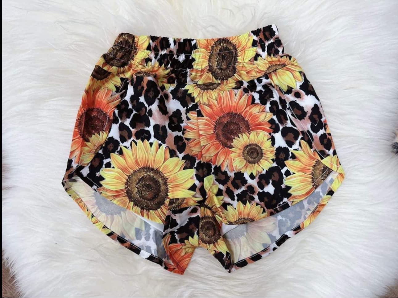 Adult women sunflower cheetah shorts preorder