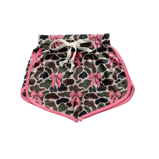 Adult women pink bow camo summer shorts preorder