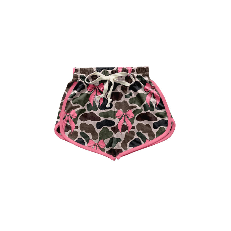 Toddle baby girls pink bow camo summer shorts preorder