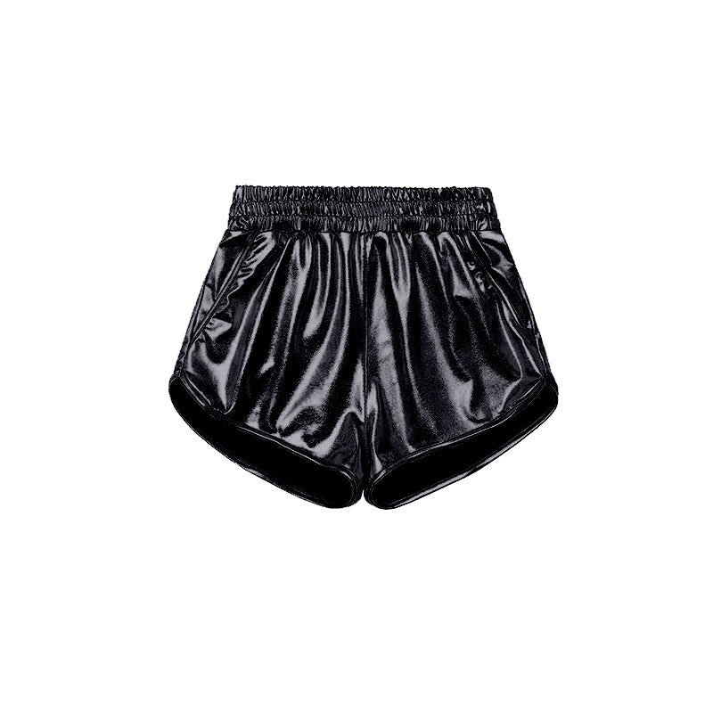 toddle girls black p-leather summer shorts preorder