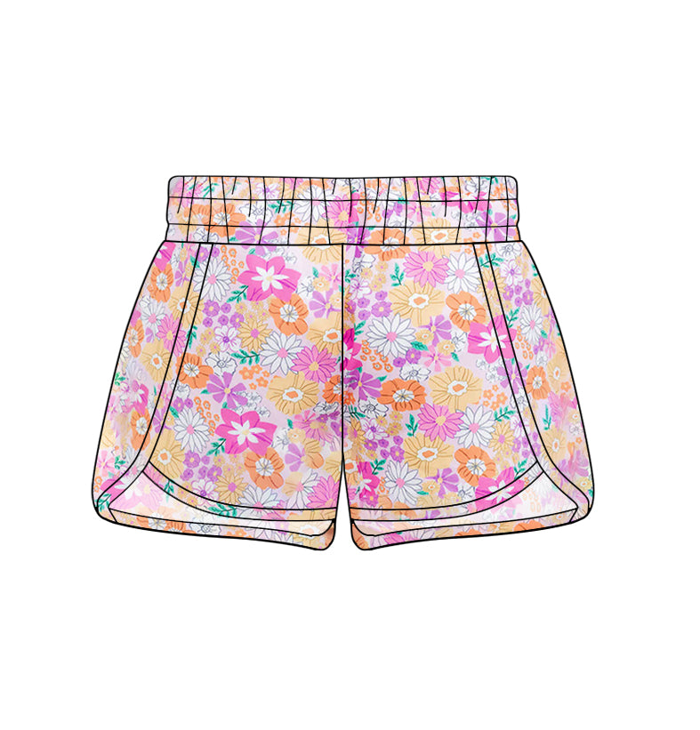 Adult  pink yellow floral summer shorts preorder