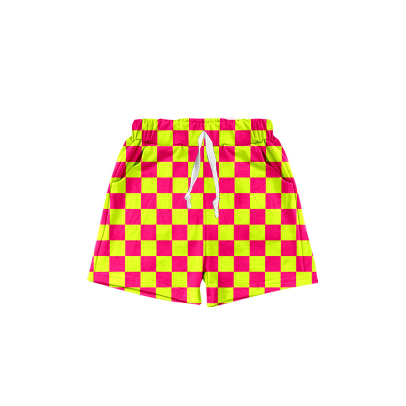 baby boy hot pink yellow checkered summer shorts preorder