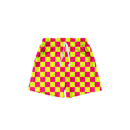 baby boy hot pink yellow checkered summer shorts preorder