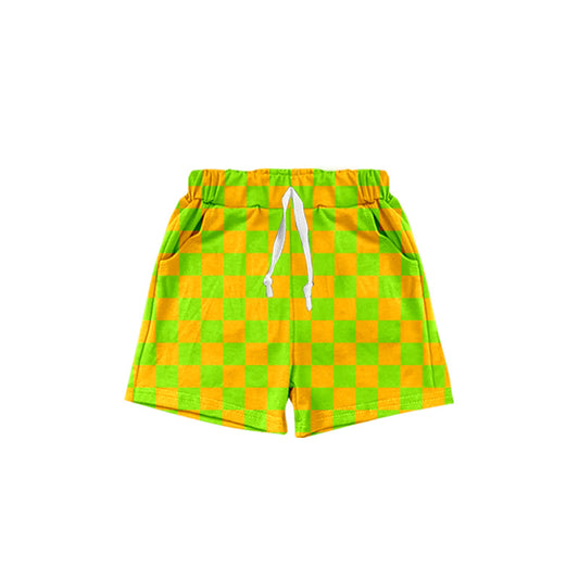 baby boy green yellow checkered summer shorts preorder
