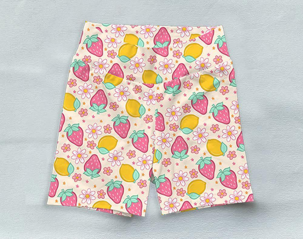Toddle baby girls strawberry lemon print summer biking shorts preorder