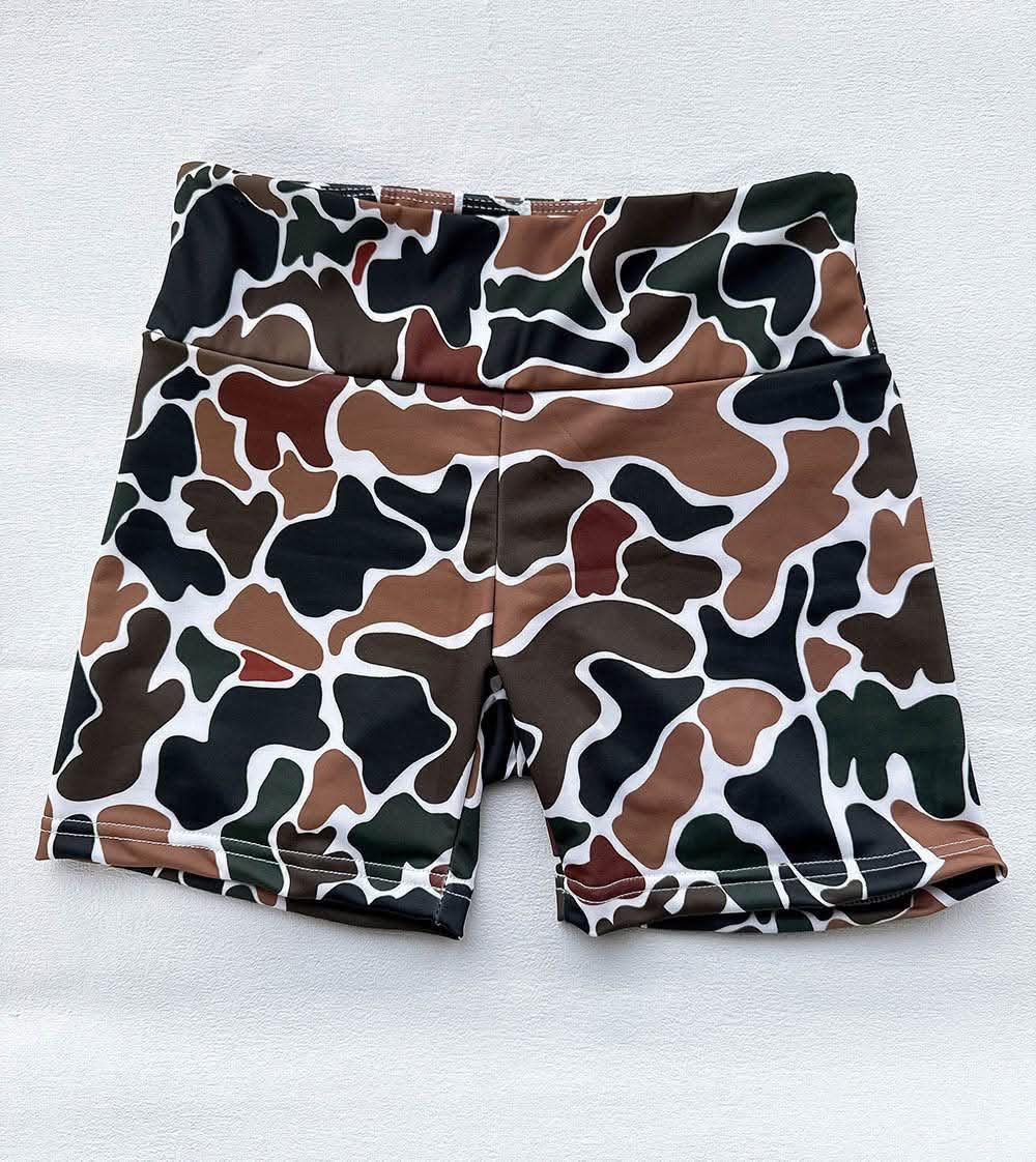 Toddle baby girls brown camo summer biking shorts preorder
