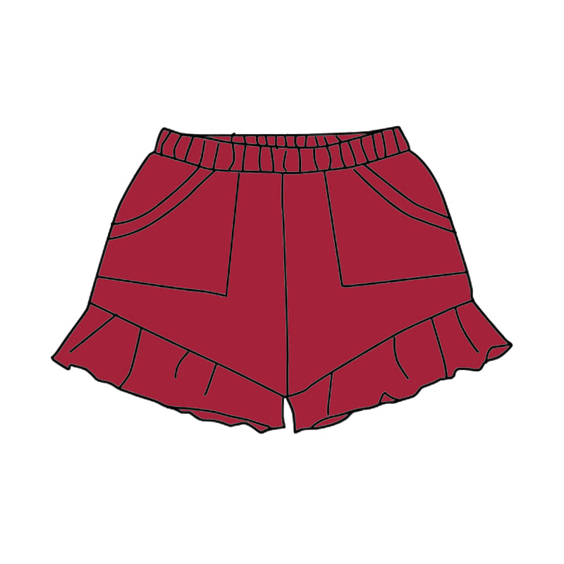 Toddle baby girls wine red cotton shorts preorder