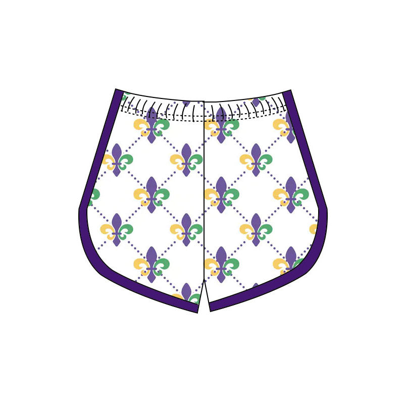 baby girl Mardi Gras holiday yoga shorts preorder
