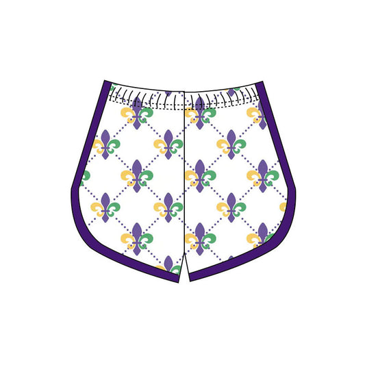 baby girl Mardi Gras holiday yoga shorts preorder