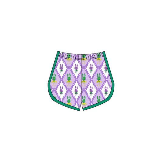 baby girl Mardi Gras holiday yoga shorts preorder