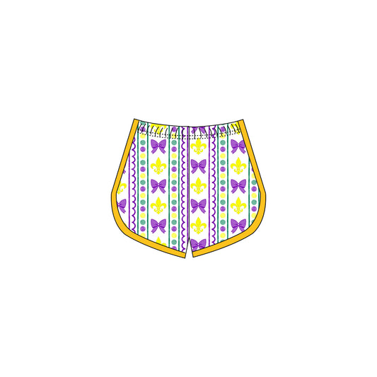 baby girl Mardi Gras holiday yoga shorts preorder