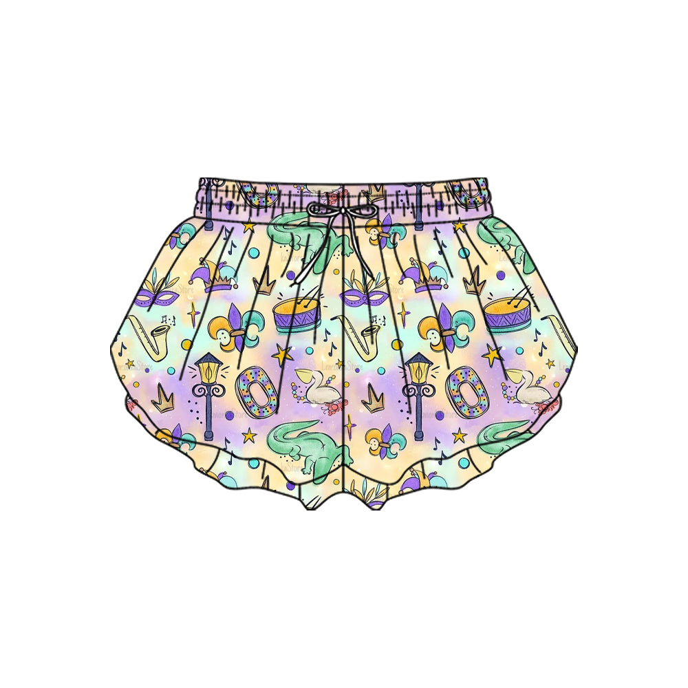 Toddle baby Mardi Gras summer yoga shorts preorder