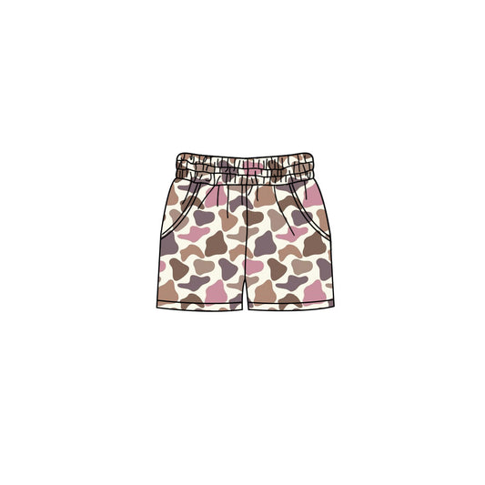 Toddle baby girl pink brown camo summer shorts preorder