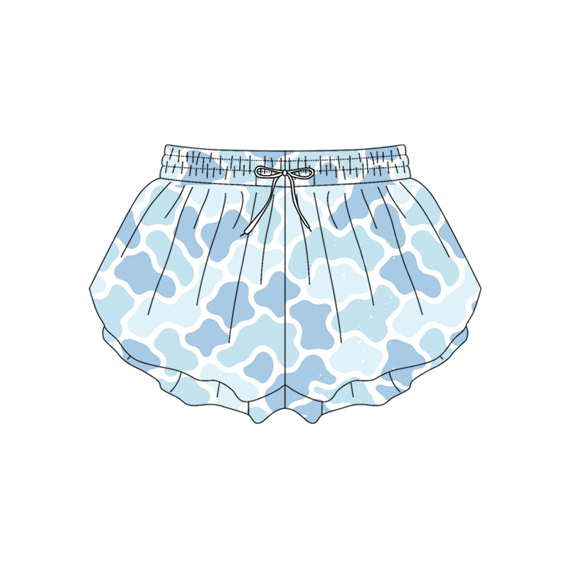 Adult women blue camo summer yoga shorts preorder