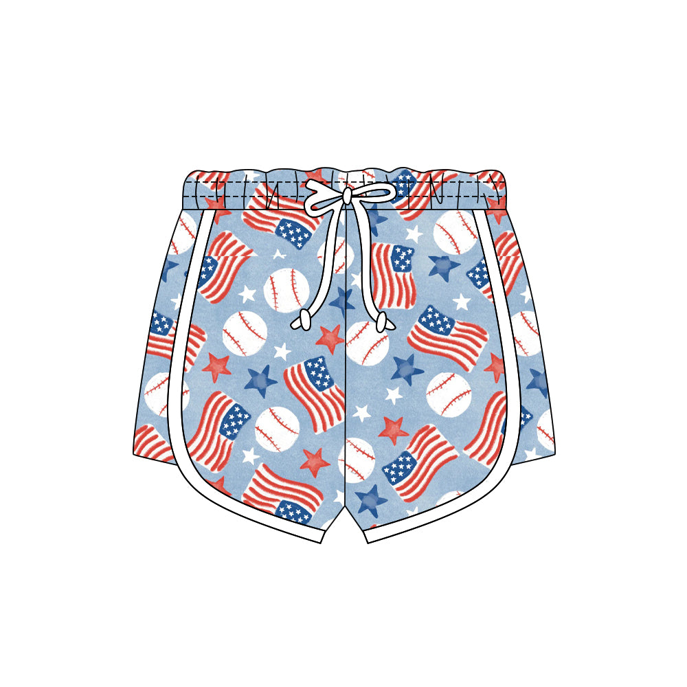 American girls baseball print kids summer shorts preorder