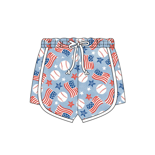 American girls baseball print kids summer shorts preorder