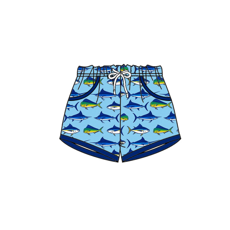Fishing design kids summer shorts preorder