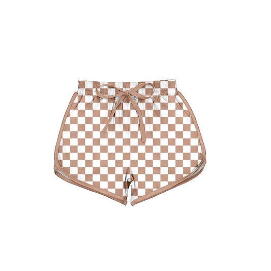 Adult women khaki plaid summer shorts preorder