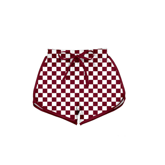 Adult women red plaid summer shorts preorder