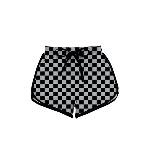 Adult women black plaid summer shorts preorder
